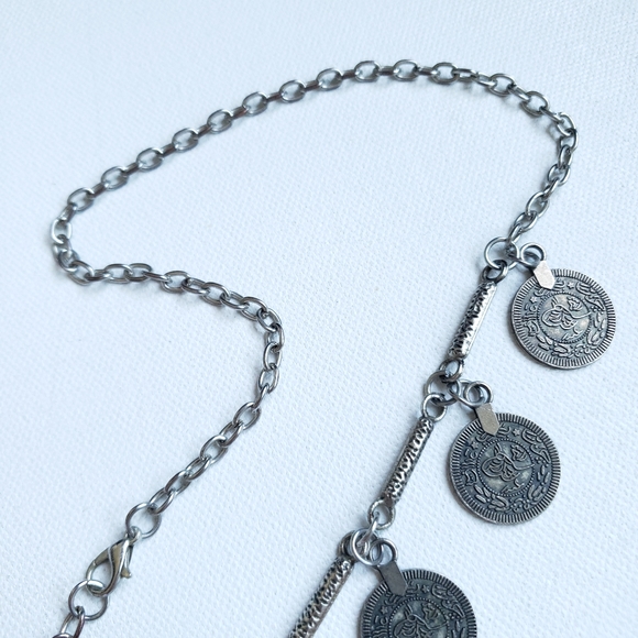 Tribal Coin Tassel Statement Necklace - Picture 13 of 14